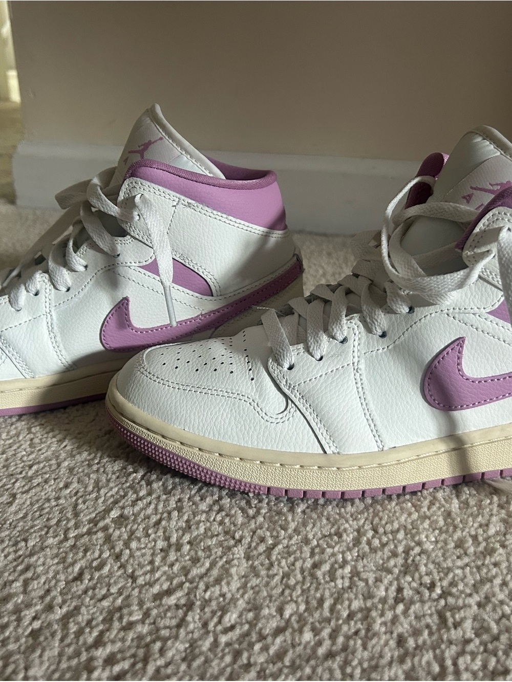 Jordan White and Lilac High-Top Sneakers